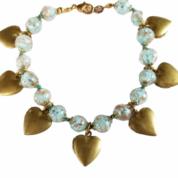 Hand Crafted Repurposed Vintage Art Glass Locket Bracelet - Picture 12 of 12